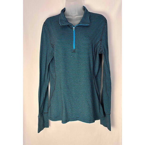 GAP Jackets & Blazers - GapFit Women’s Blue Striped Long Sleeve Half Zip Pullover Shirt Large